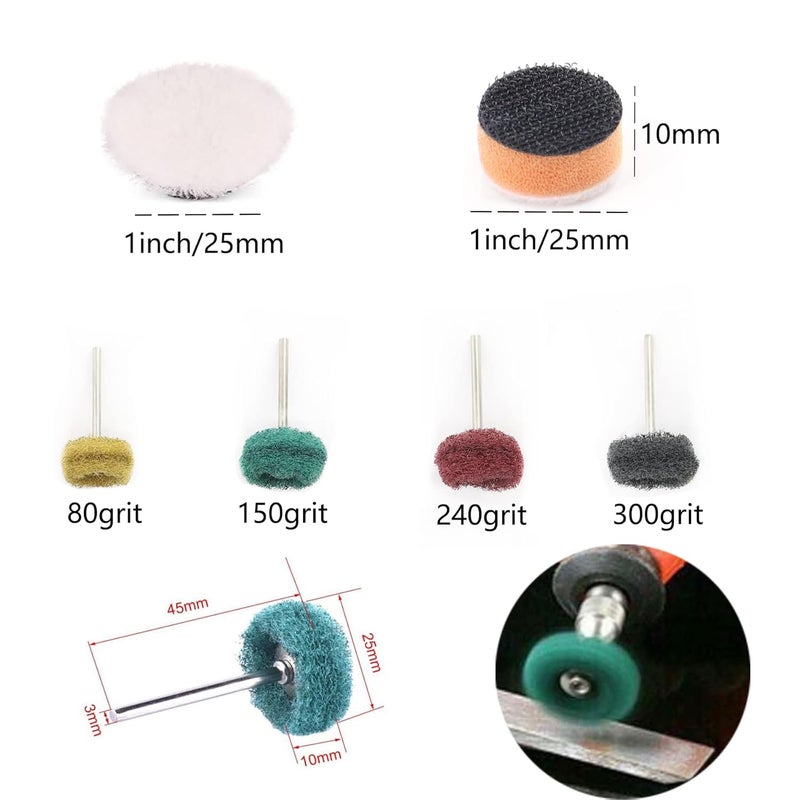 CTPICXM 160Pcs 1inch Sanding Discs Hook and Loop 60 to 10000 Wet Dry Sandpaper with 1/8" Shank Backing Pad,Hand Sanding Block,Sponges Polishing Pads and Interface Pad for Drill Grinder Rotary Tools Attachment - Image 4